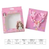 TL86041Pretty Girl Pink Bow Pendant Beaded Hair Accessory Two-piece Set Colorful mixed beaded children's jewelry Gift Box Girls Play House with accessories Item Picture